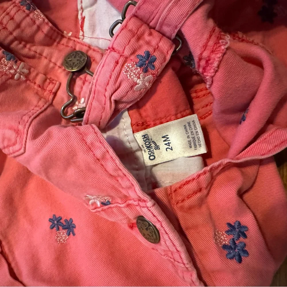 OshKosh‎ B'gosh Pink Floral Kids Overalls 24M